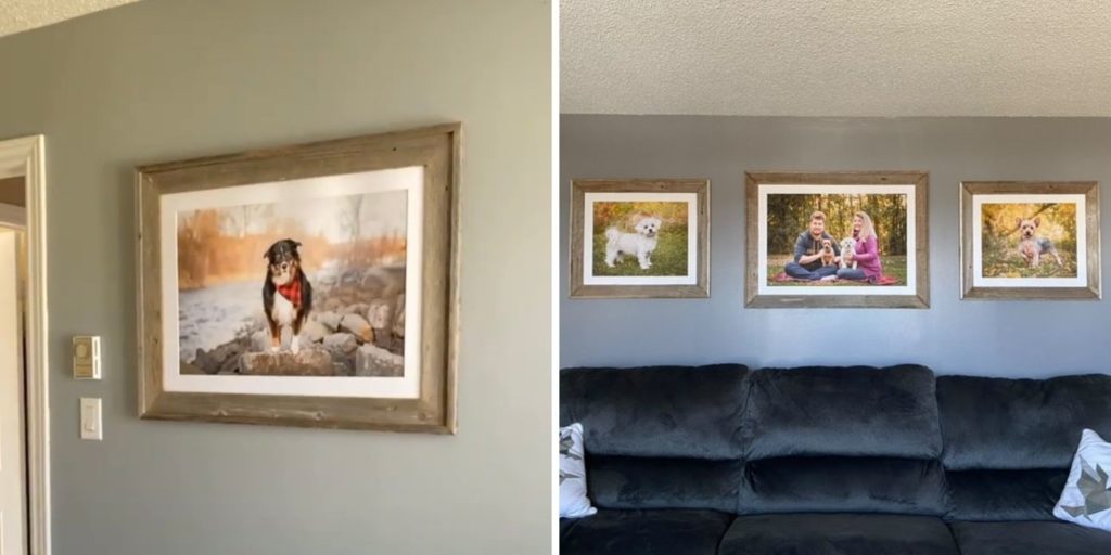 dog wall art hung up in past clients homes